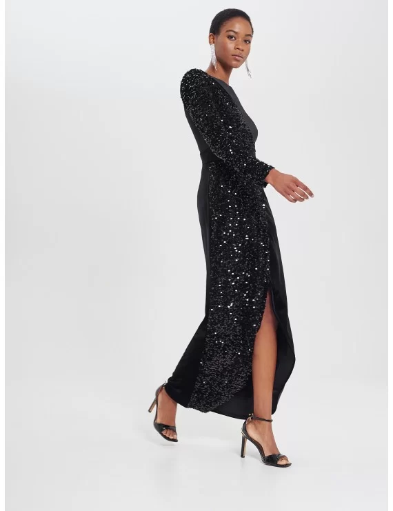 VESTIDO DE VELUDO C/LANTEJOULAS
