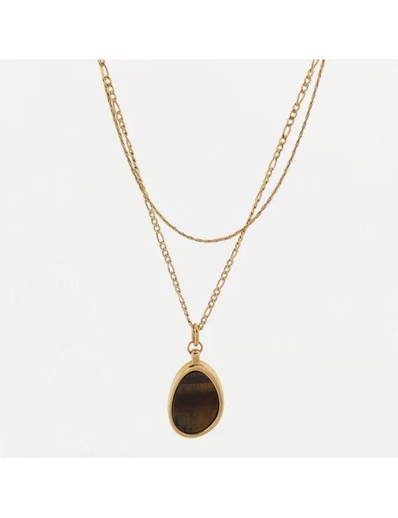 COLAR COM PEDRA CASTANHA