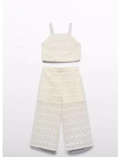 CONJUNTO TOP E CALÇAS DE CROCHÉ