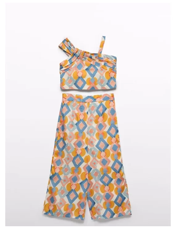 CONJUNTO TOP E CALÇAS ESTAMPADO