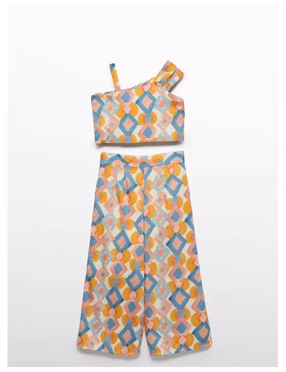 CONJUNTO TOP E CALÇAS ESTAMPADO