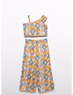 CONJUNTO TOP E CALÇAS ESTAMPADO