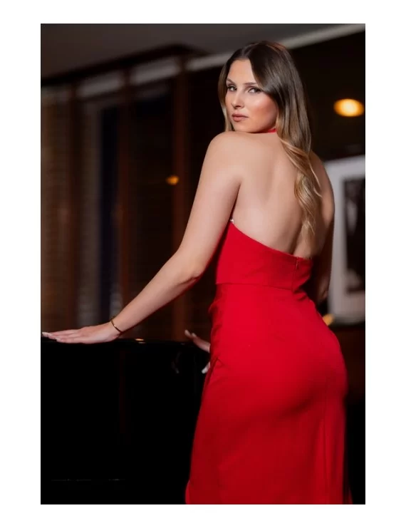 VESTIDO COMPRIDO COM DECOTE EM V