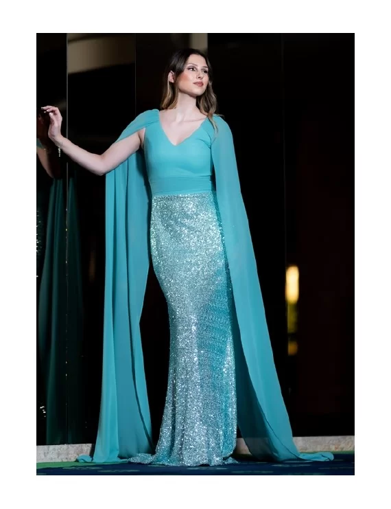 VESTIDO LONGO COM LANTEJOULAS