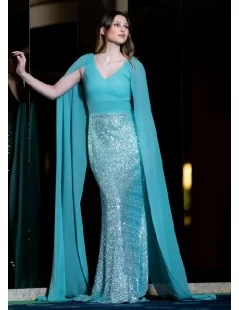 VESTIDO LONGO COM LANTEJOULAS