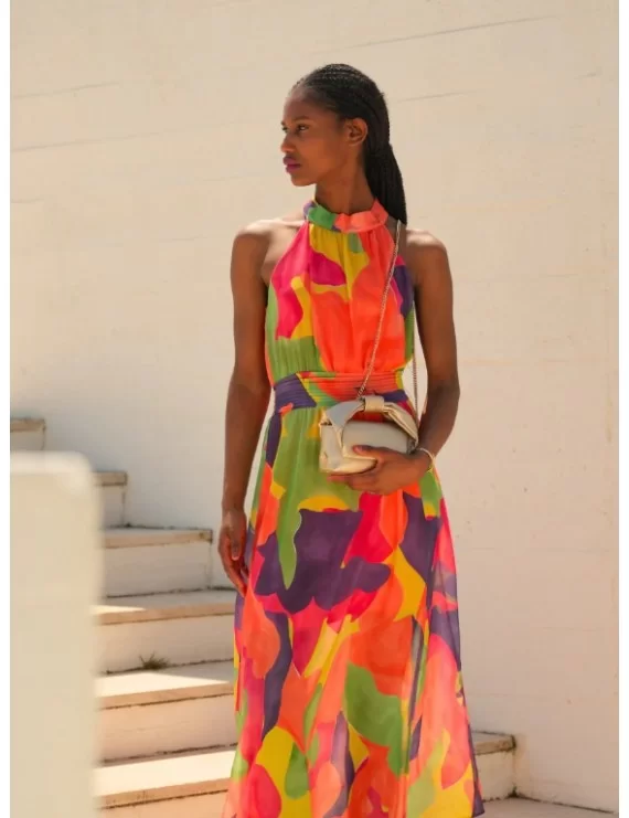 VESTIDO COMPRIDO COM ESTAMPADO