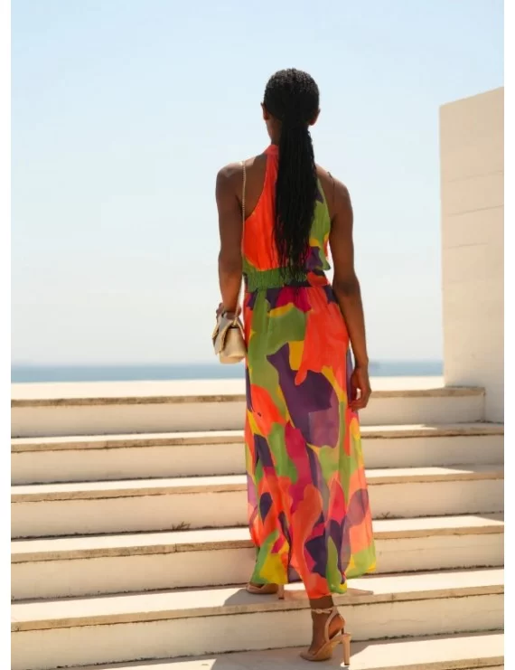 VESTIDO COMPRIDO COM ESTAMPADO