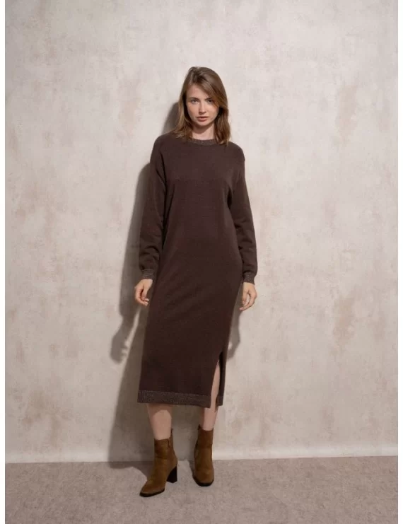 VESTIDO DE MALHA DE MANGA COMPRIDA
