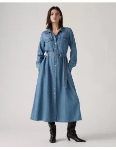 VESTIDO DE GANGA COM CINTO