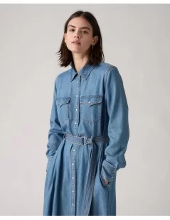 VESTIDO DE GANGA COM CINTO