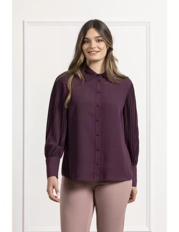 CAMISA COM MANGA PLISSADA