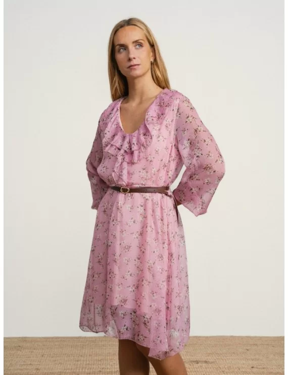 VESTIDO FLORAL COM CINTO