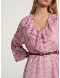 VESTIDO FLORAL COM CINTO