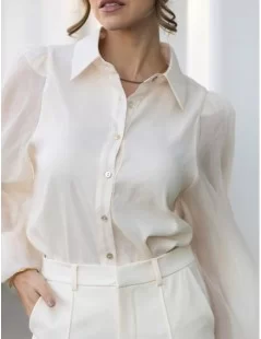 BLUSA COM MANGAS ABALOADAS
